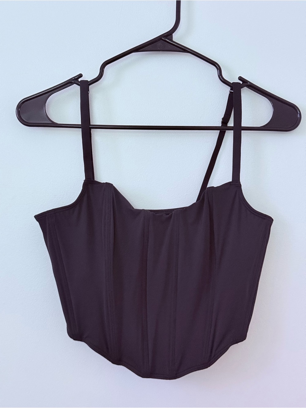 Black Corset-Style Spaghetti Strap Top - Unbranded